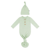 Knotted Day Gown with Hat Set in Basil