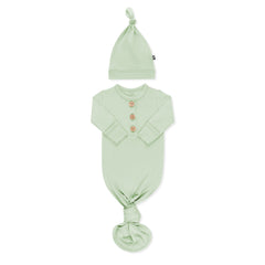 Knotted Day Gown with Hat Set in Basil