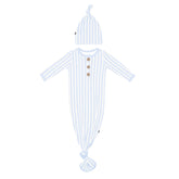 Knotted Day Gown with Hat Set in Small Mist Stripe