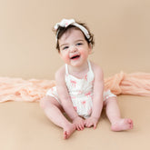 Spaghetti Strap Ruffle Romper in Bow