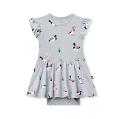 Twirl Bodysuit Dress in Mallard Duck