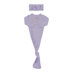 Knotted Day Gown with Bow Set in Taro