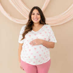 Women's Oversized V-Neck Tee in Bow