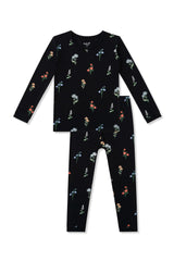 Long Sleeve Pajamas in Midnight Wildflower