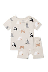Short Sleeve Pajamas in Fluffy Cat