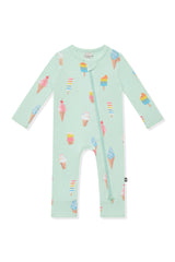 Zippered Romper in Mint Ice Cream