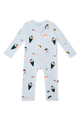 Zippered Romper in Ice Sushi