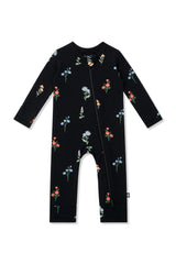 Zippered Romper in Midnight Wildflower