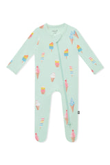 Zippered Footie in Mint Ice Cream