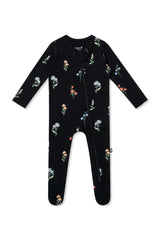 Zippered Footie in Midnight Wildflower