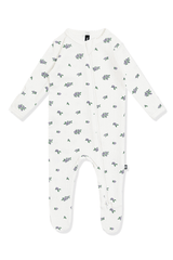 Pointelle Zippered Footie in Spray Rose