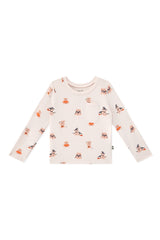 Long Sleeve Toddler Crew Neck Tee in Halloween Teddy
