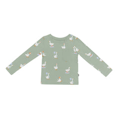 Long Sleeve Toddler Crew Neck Tee in Silly Goose