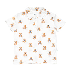 Toddler Short Sleeve Polo in Teddy Bear