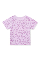 Toddler Basic Tee in Thistle Leopard