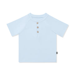 Short Sleeve Toddler Henley Tee in Breeze
