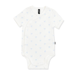 Pointelle Kimono Bodysuit in Sweet Blue Bow