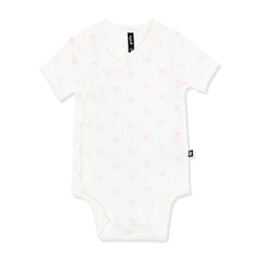 Pointelle Kimono Bodysuit in Sweet Pink Bow