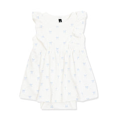 Pointelle Bodysuit Dress in Sweet Blue Bow