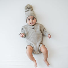 Chunky Cable Knit Beanie in Almond