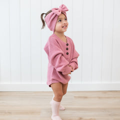 Chunky Knit Romper in Apple Blossom