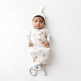Knotted Day Gown with Hat Set in Teddy Bear