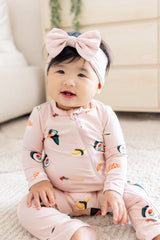 Zippered Romper in Blush Sushi