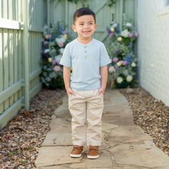 Short Sleeve Toddler Henley Tee in Breeze