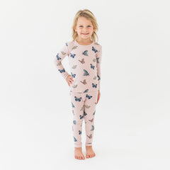 Long Sleeve Pajamas in Blush Butterfly
