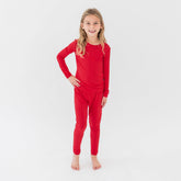 Long Sleeve Pajamas in Cardinal