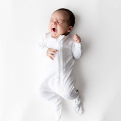 Pointelle Zippered Footie in Cloud