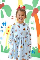 Long Sleeve Skater Dress in Curious George