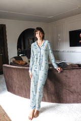 Long-Sleeved Women's Pajama Set in Dew Mahjong