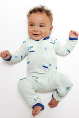 Zippered Romper in Dew Mahjong