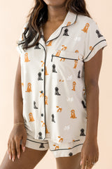 Women's Short Sleeve Pajama Set in Fluffy Dog