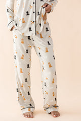 Long-Sleeved Women's Pajama Set in Fluffy Dog