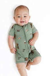 Zipper Shortall Romper in Groot