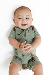 Zipper Shortall Romper in Groot