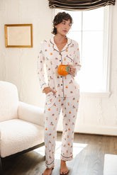 Long-Sleeved Women's Pajama Set in Halloween Teddy
