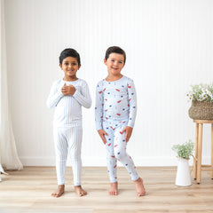 Long Sleeve Pajamas in Small Mist Stripe