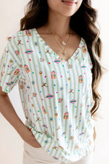 Women's Oversized V-Neck Tee in Honeydukes