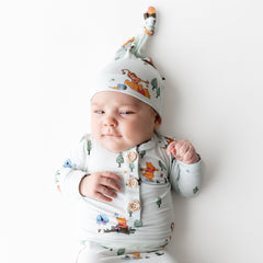Knotted Day Gown with Hat Set in Winnie the Pooh Hundred Acre Wood