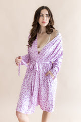 Women's Lounge Robe in Thistle Leopard