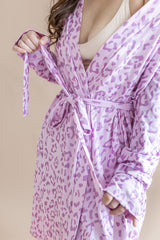 Women's Lounge Robe in Thistle Leopard