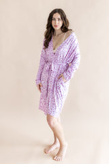 Women's Lounge Robe in Thistle Leopard