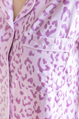 Women's Short Sleeve Pajama Set in Thistle Leopard