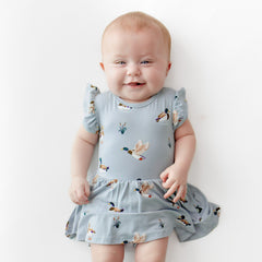 Twirl Bodysuit Dress in Mallard Duck