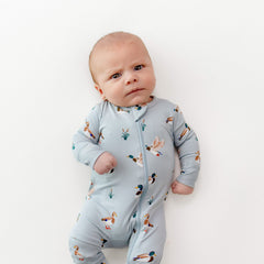 Zippered Romper in Mallard Duck