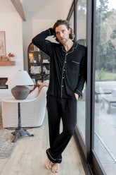 Men's Long Sleeve Pajama Set in Midnight