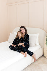 Long-Sleeved Women's Pajama Set in Midnight Wildflower